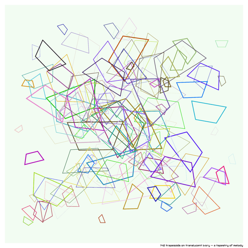 142 trapezoids on translucent ivory — a tapestry of melody