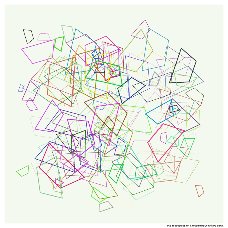 145 trapezoids on ivory without chilled coral