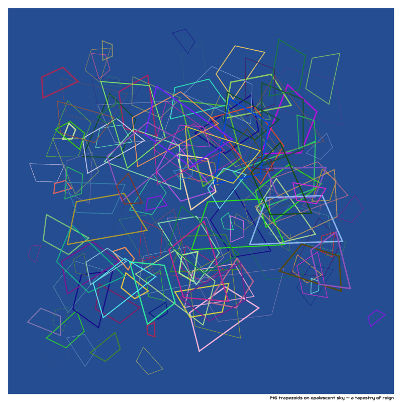 146 trapezoids on opalescent sky — a tapestry of reign