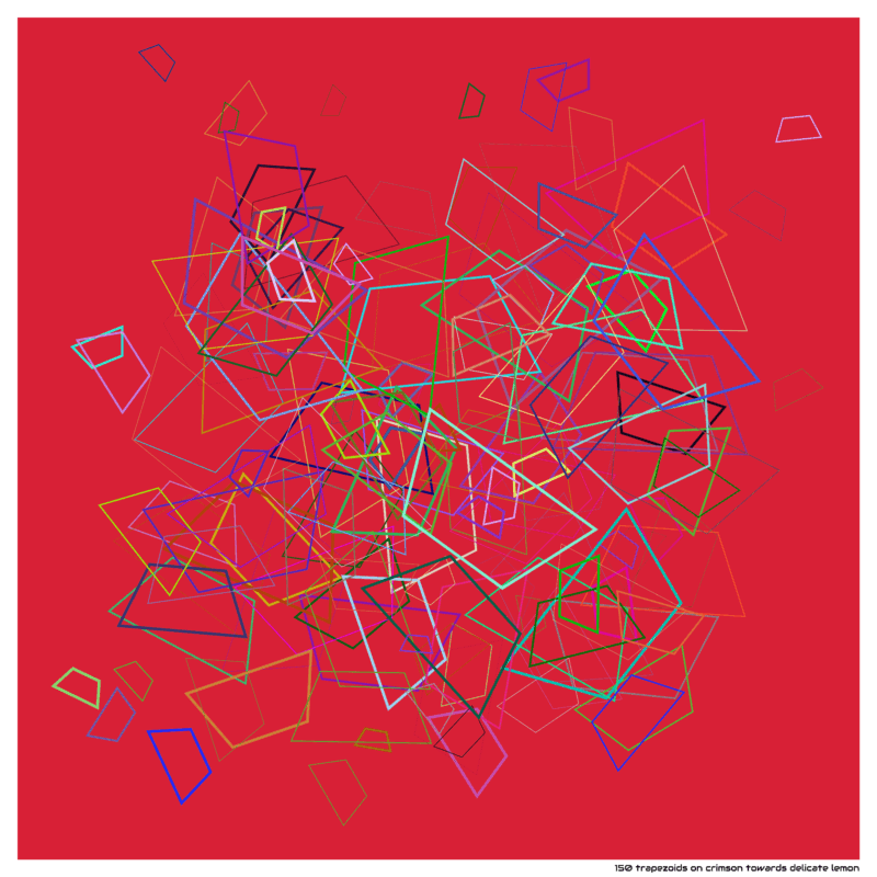 150 trapezoids on crimson towards delicate lemon