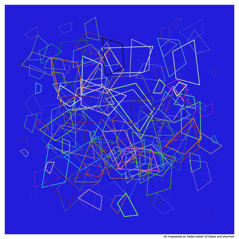 151 trapezoids on faded cobalt of bloom and phantom
