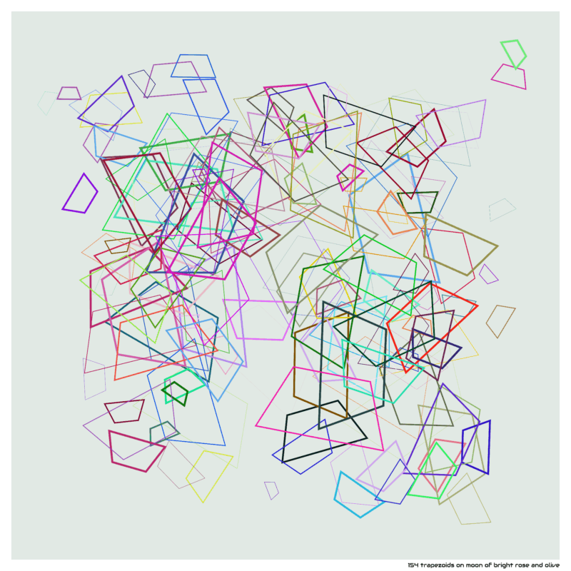 154 trapezoids on moon of bright rose and olive