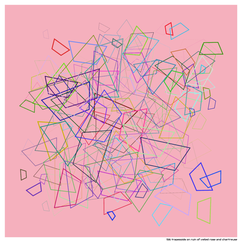 156 trapezoids on ruin of veiled rose and chartreuse