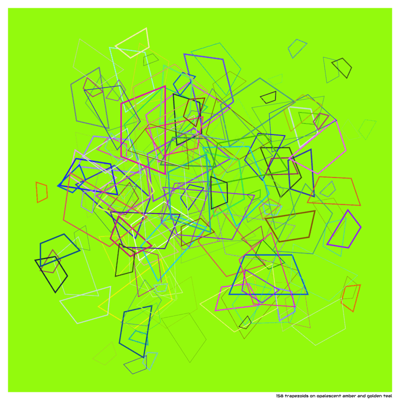 158 trapezoids on opalescent amber and golden teal