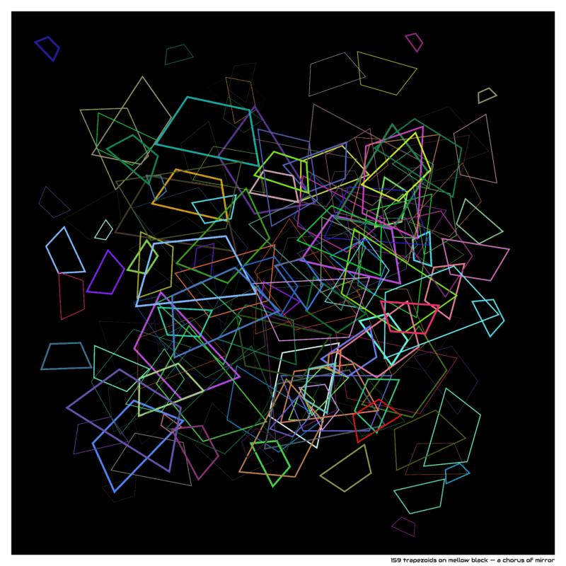 159 trapezoids on mellow black — a chorus of mirror