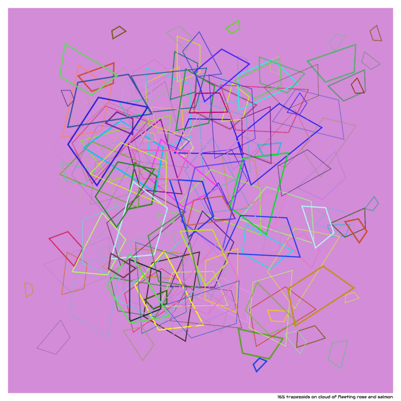 165 trapezoids on cloud of fleeting rose and salmon