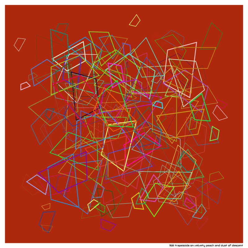 168 trapezoids on velvety peach and dust of descent