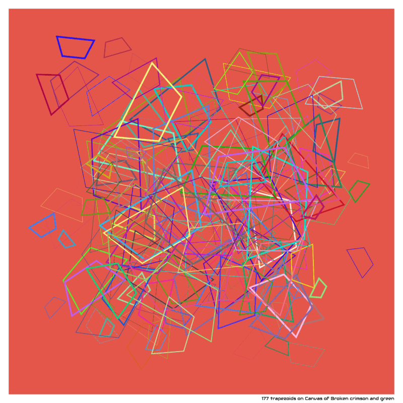 177 trapezoids on Canvas of Broken crimson and green