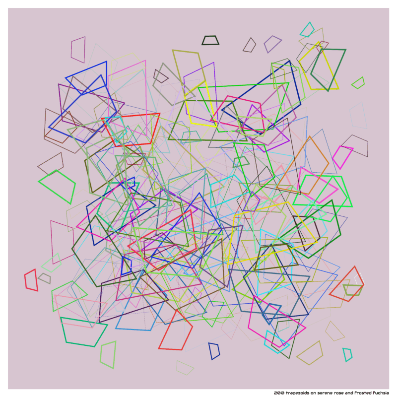 200 trapezoids on serene rose and frosted fuchsia