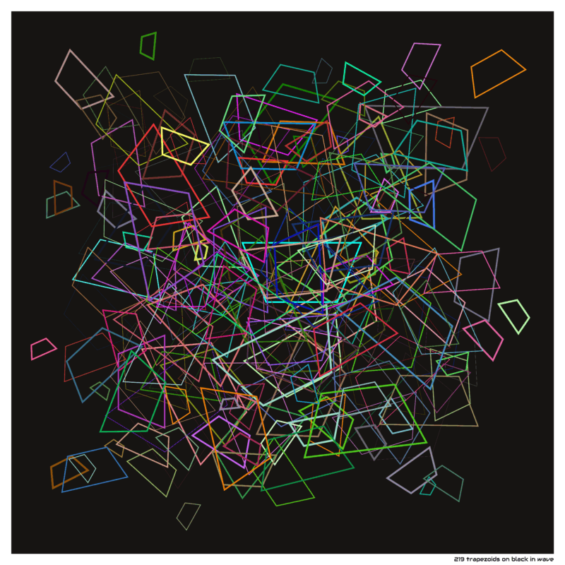 219 trapezoids on black in wave