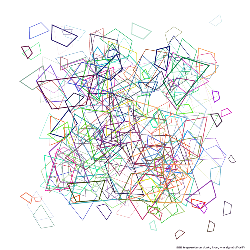 222 trapezoids on dusky ivory — a signal of drift