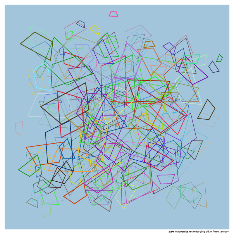 224 trapezoids on emerging olive from lantern