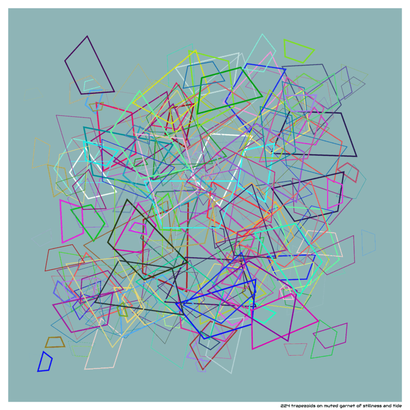 224 trapezoids on muted garnet of stillness and tide