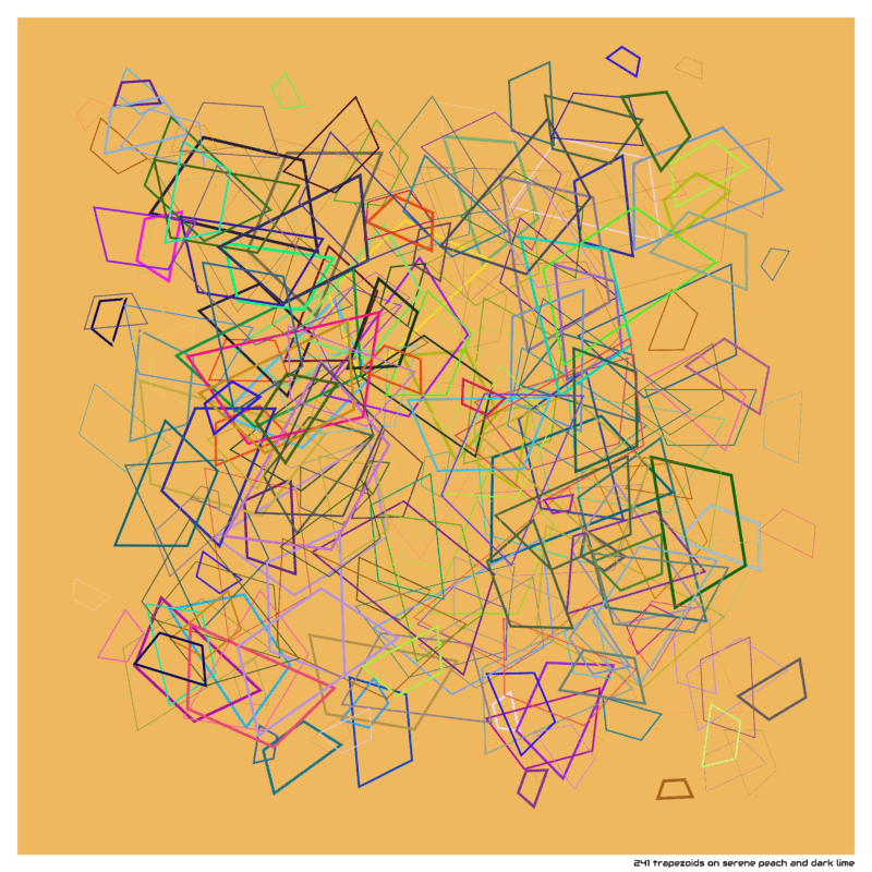 241 trapezoids on serene peach and dark lime
