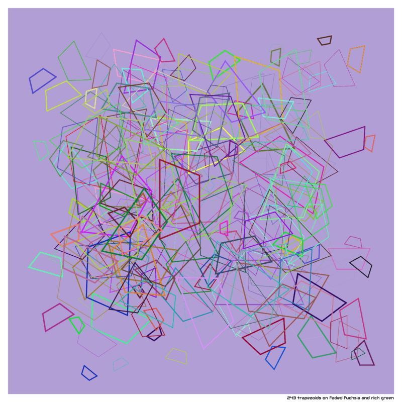 243 trapezoids on faded fuchsia and rich green