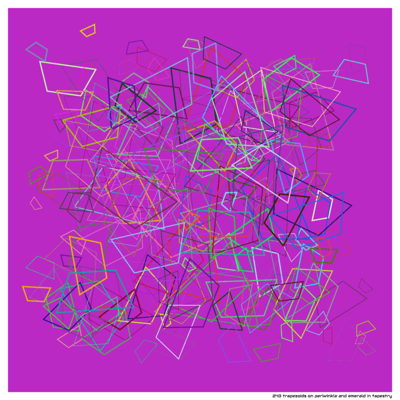 243 trapezoids on periwinkle and emerald in tapestry