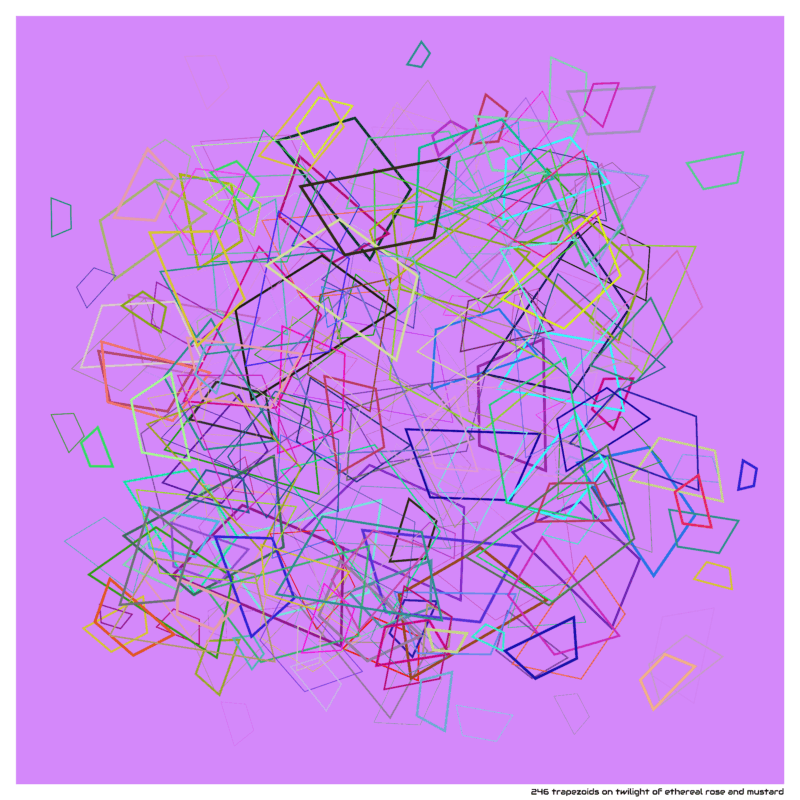 246 trapezoids on twilight of ethereal rose and mustard