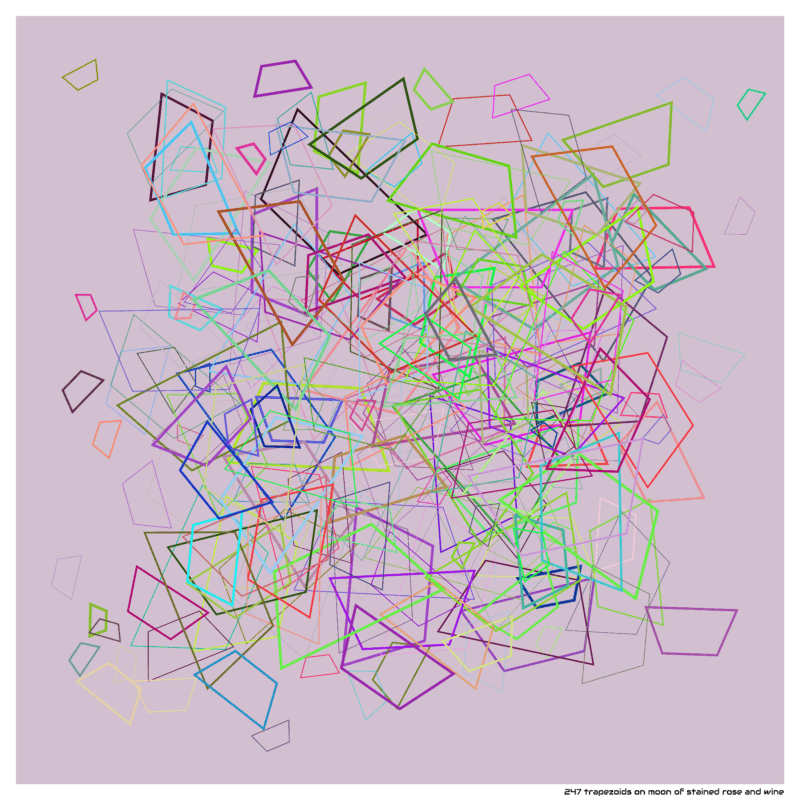 247 trapezoids on moon of stained rose and wine