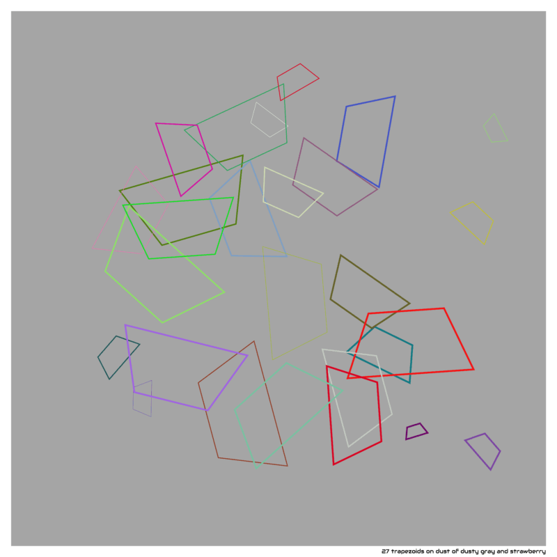 27 trapezoids on dust of dusty gray and strawberry