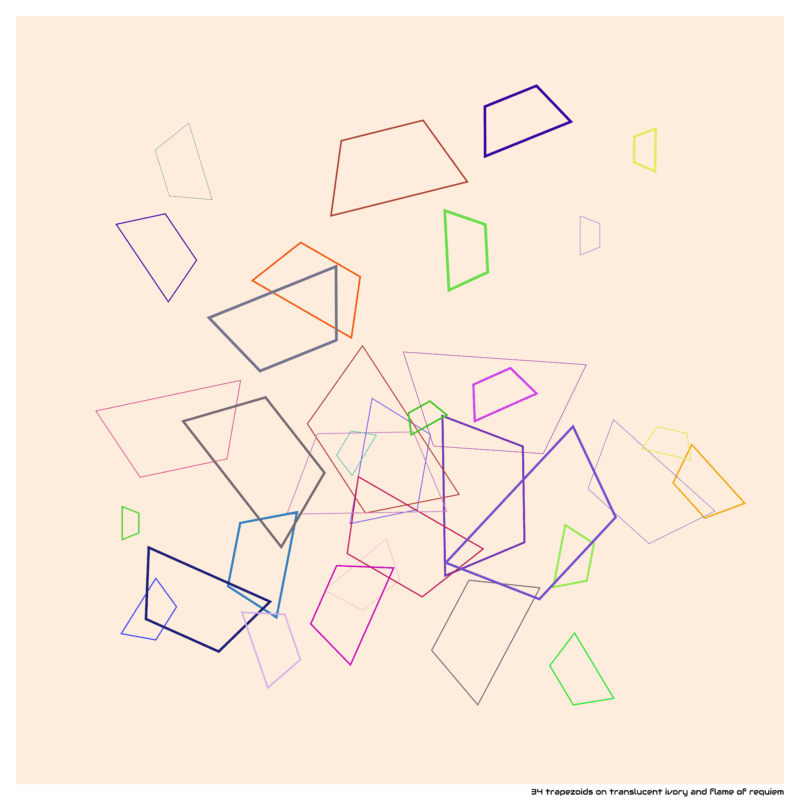 34 trapezoids on translucent ivory and flame of requiem