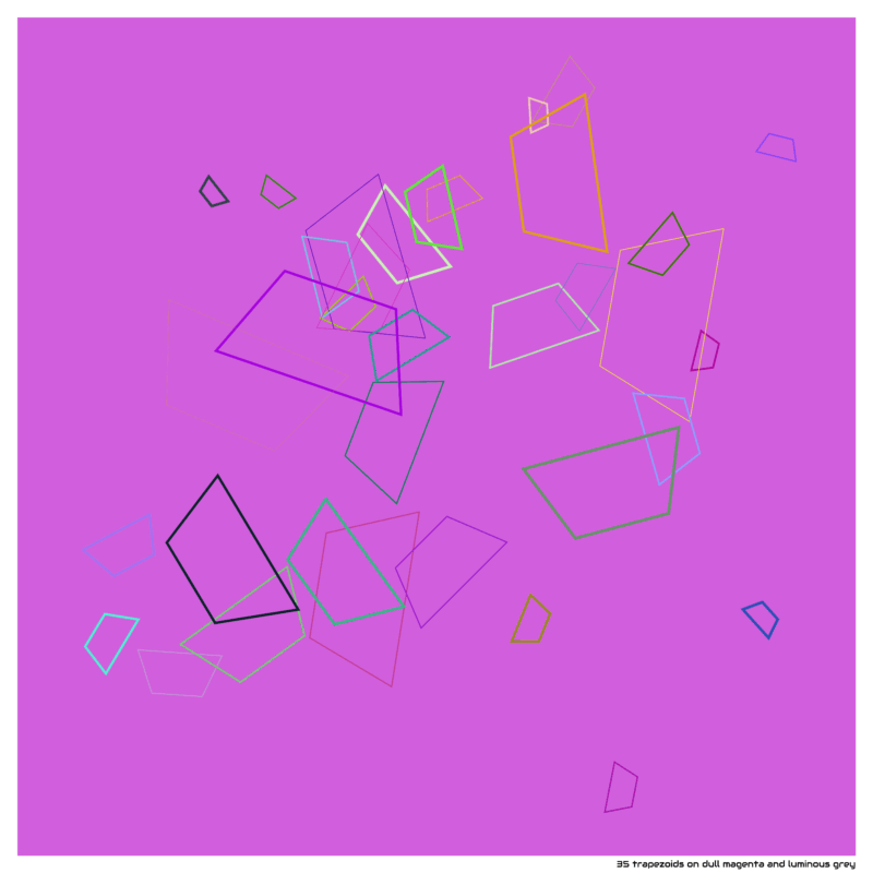 35 trapezoids on dull magenta and luminous grey