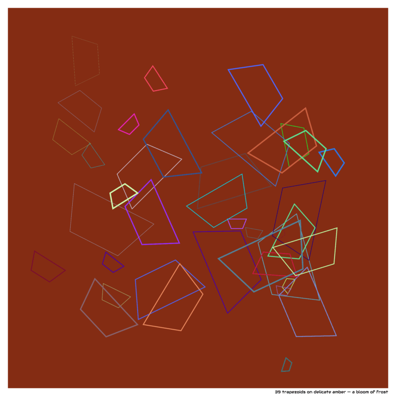 39 trapezoids on delicate amber — a bloom of frost
