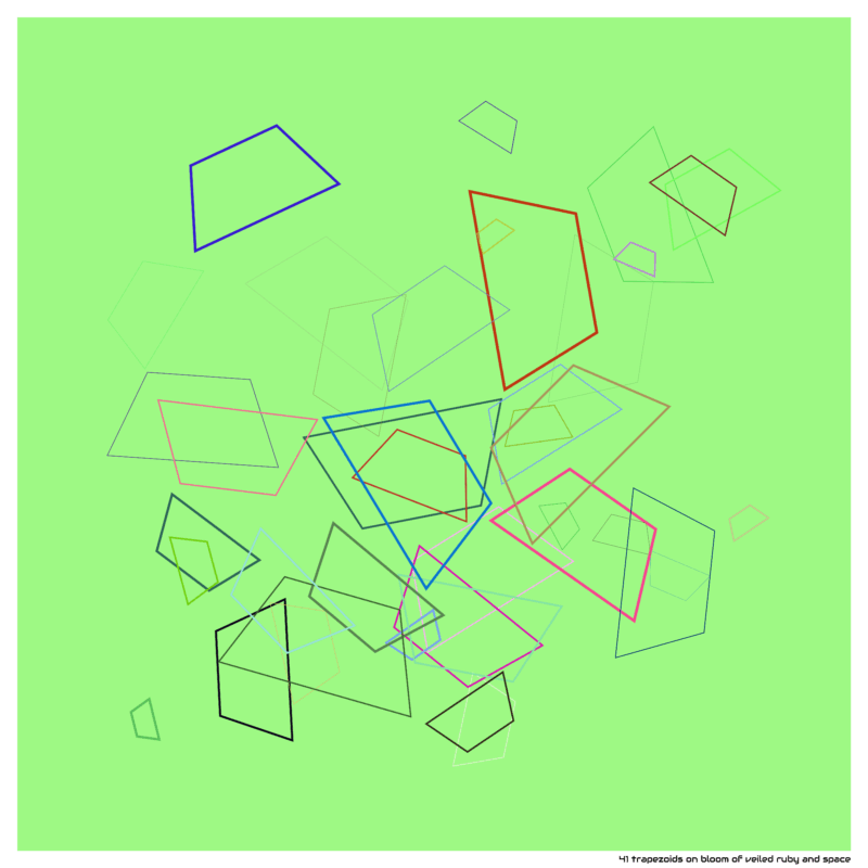 41 trapezoids on bloom of veiled ruby and space