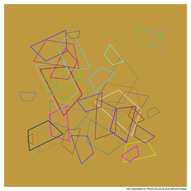45 trapezoids on Flickering coral and Delicate amber