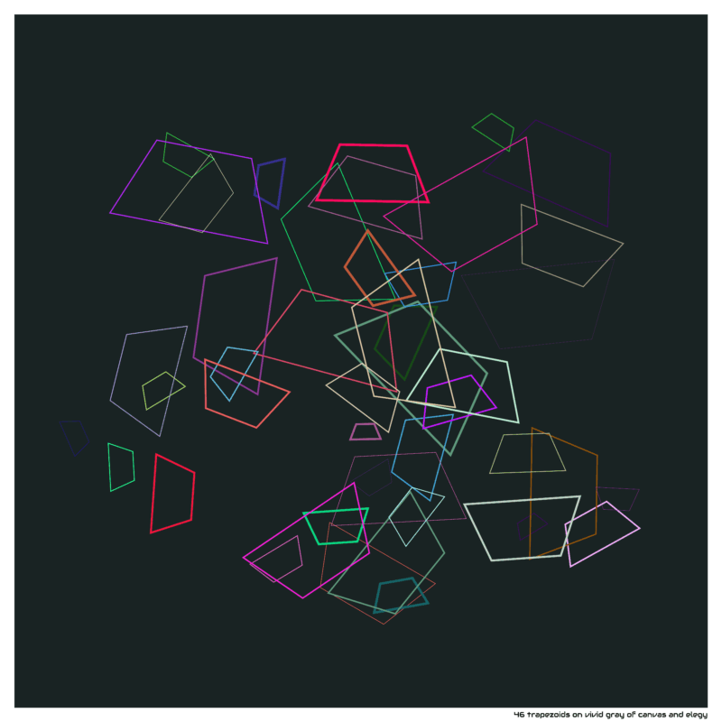 46 trapezoids on vivid gray of canvas and elegy
