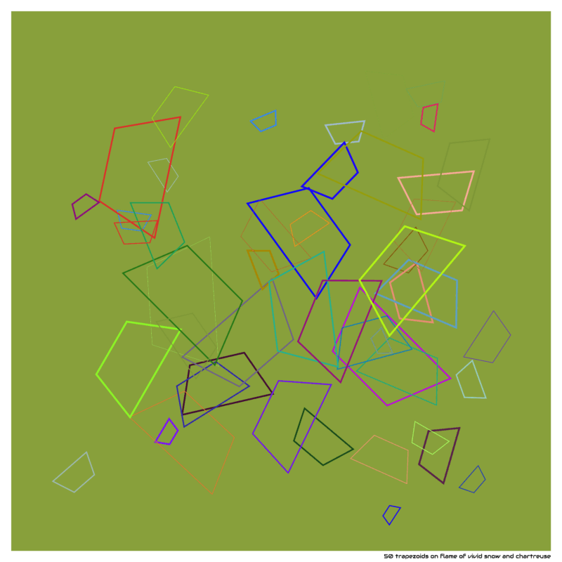 50 trapezoids on flame of vivid snow and chartreuse