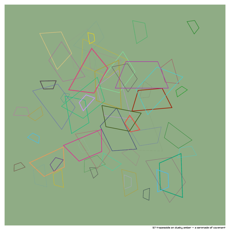 57 trapezoids on dusky amber — a serenade of covenant