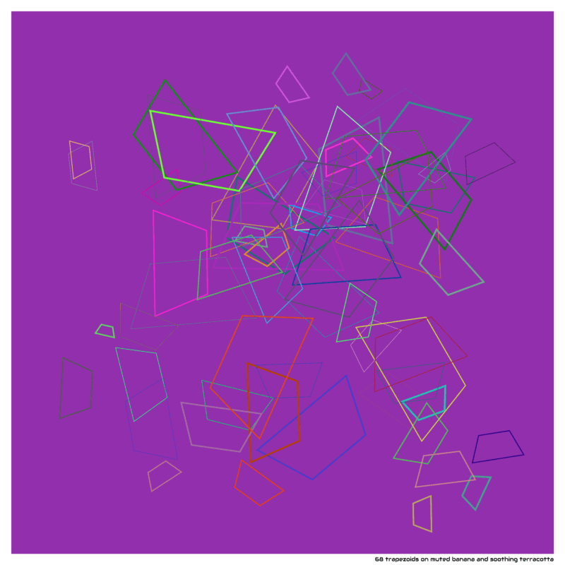 68 trapezoids on muted banana and soothing terracotta
