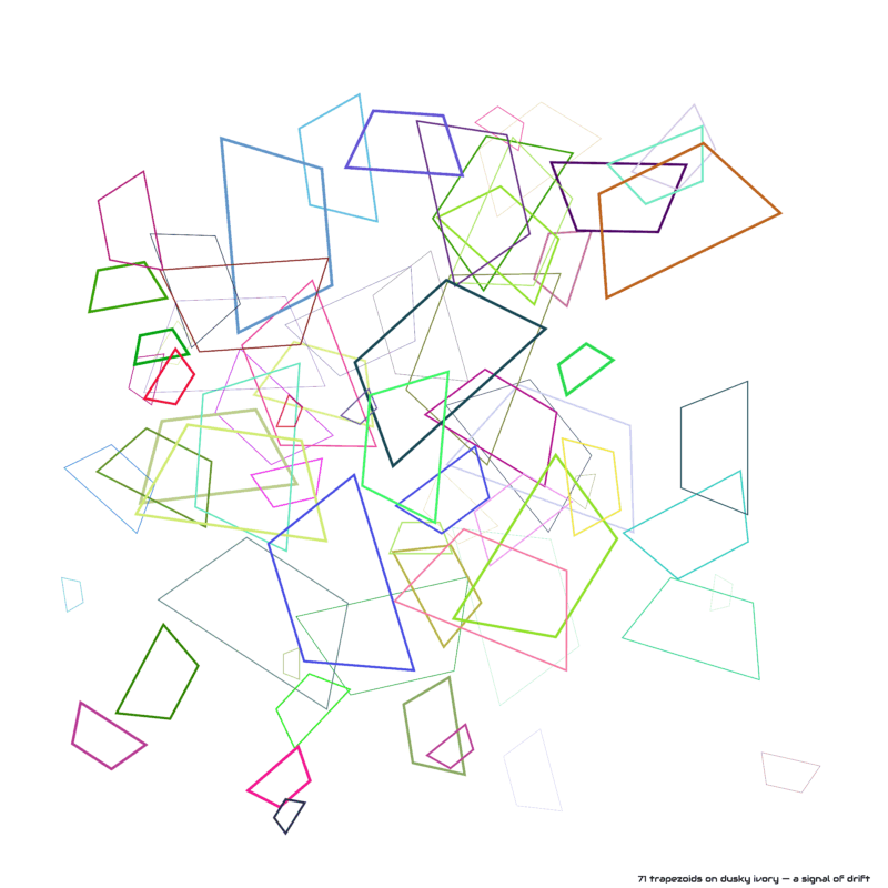 71 trapezoids on dusky ivory — a signal of drift