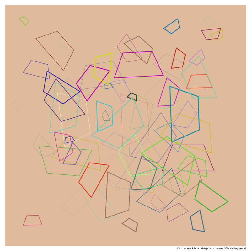 73 trapezoids on deep bronze and flickering sand