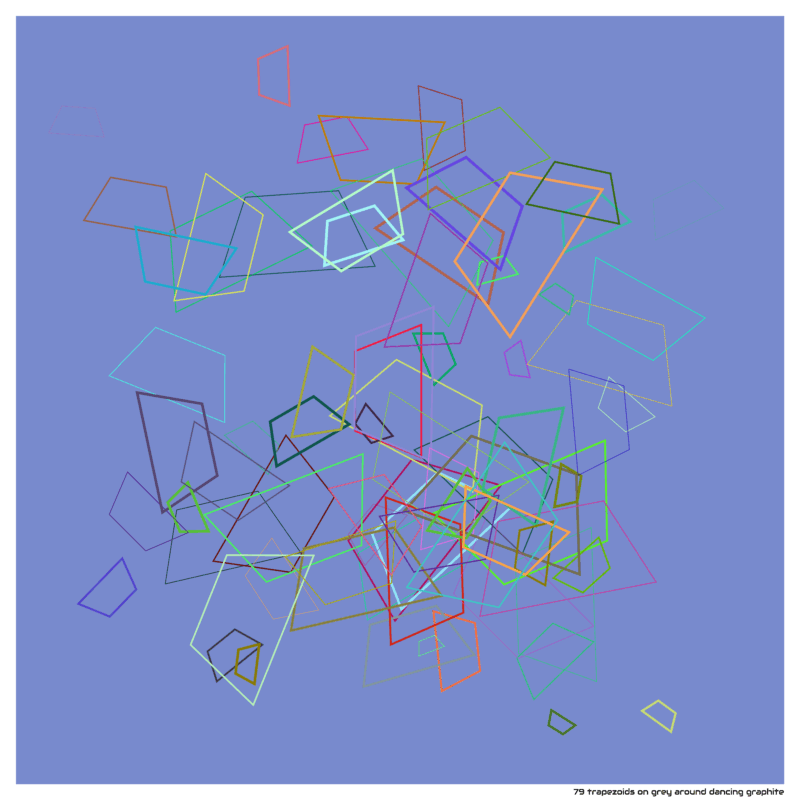 79 trapezoids on grey around dancing graphite