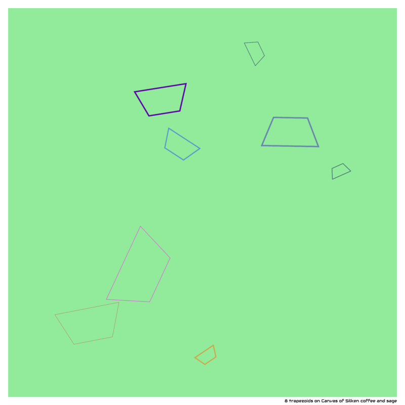 8 trapezoids on Canvas of Silken coffee and sage