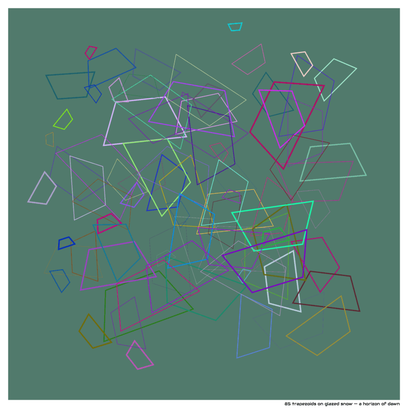 85 trapezoids on glazed snow — a horizon of dawn