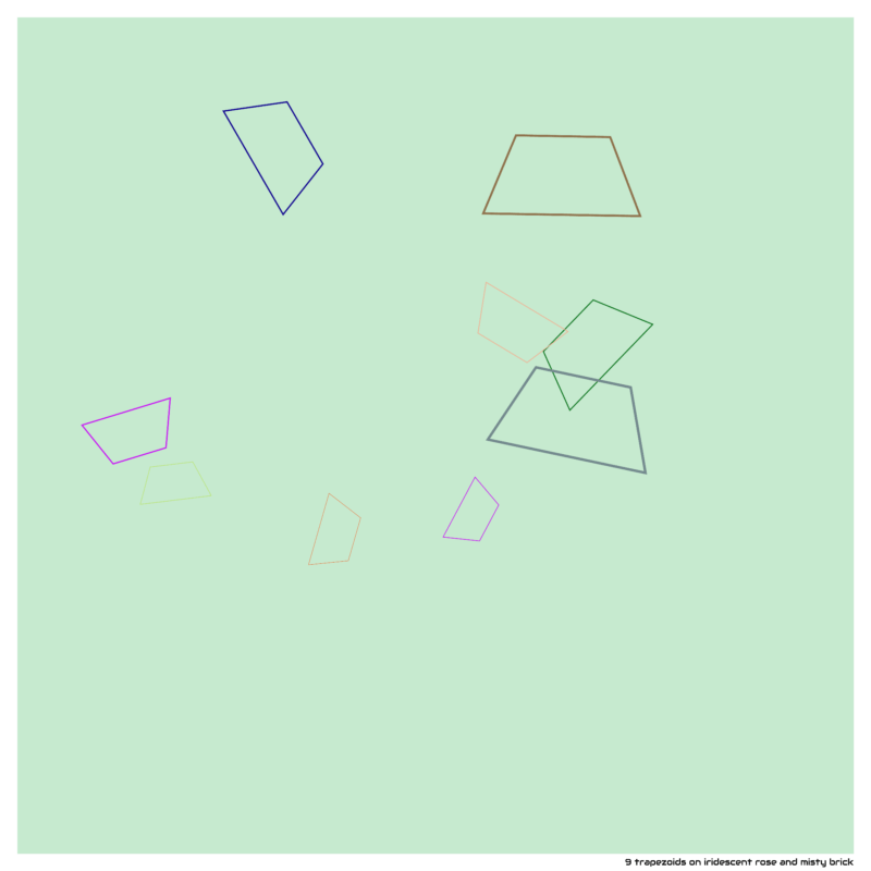 9 trapezoids on iridescent rose and misty brick