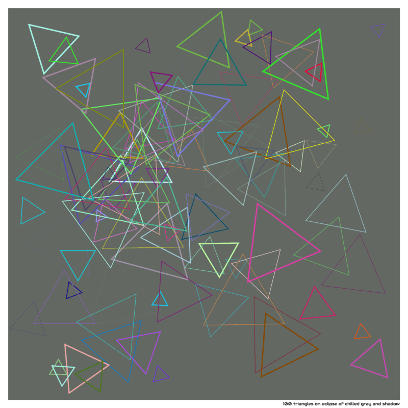 100 triangles on eclipse of chilled gray and shadow