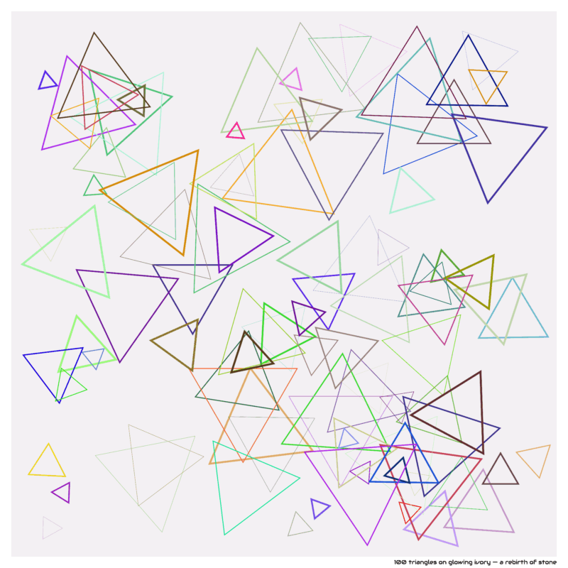 100 triangles on glowing ivory — a rebirth of stone