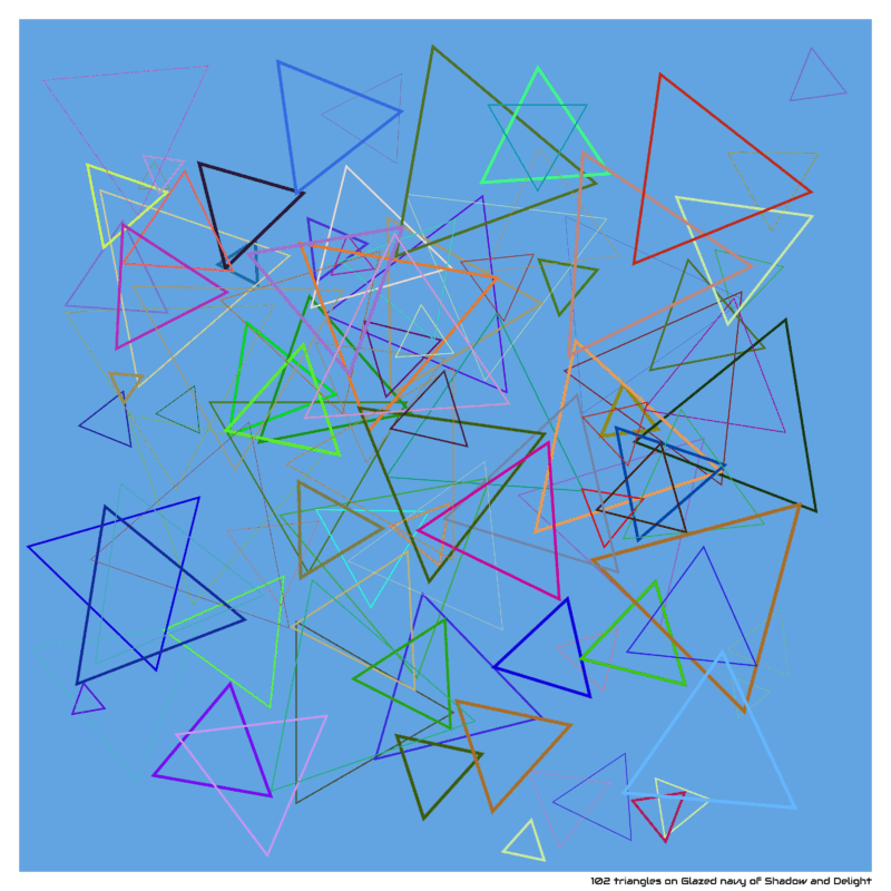 102 triangles on Glazed navy of Shadow and Delight