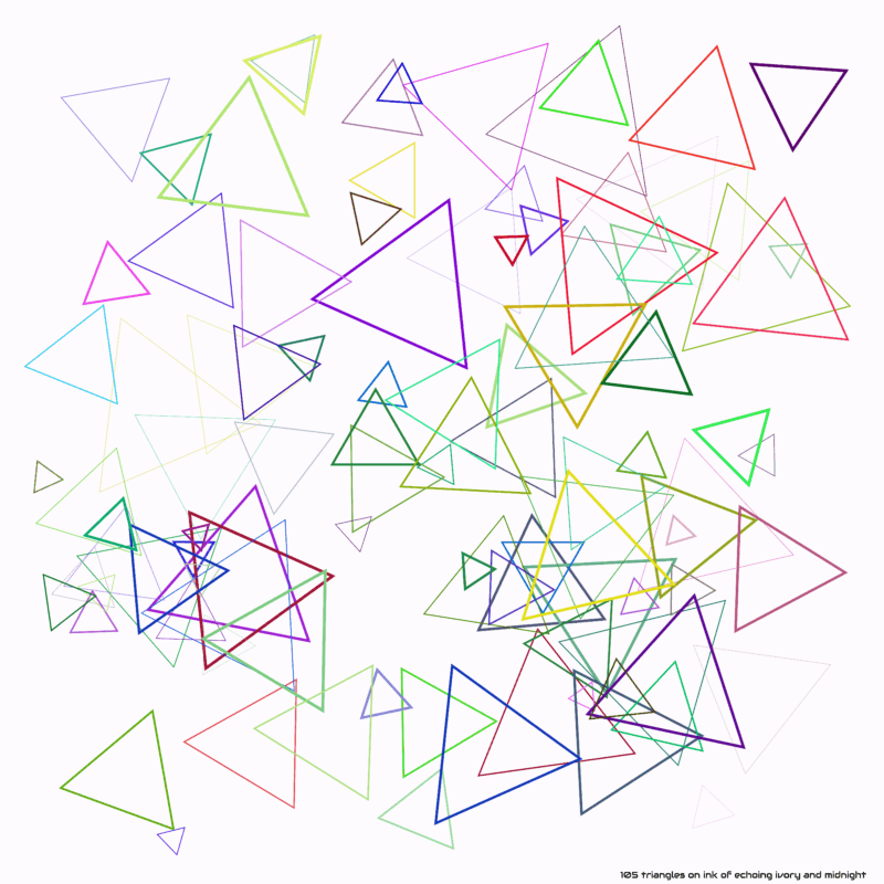105 triangles on ink of echoing ivory and midnight
