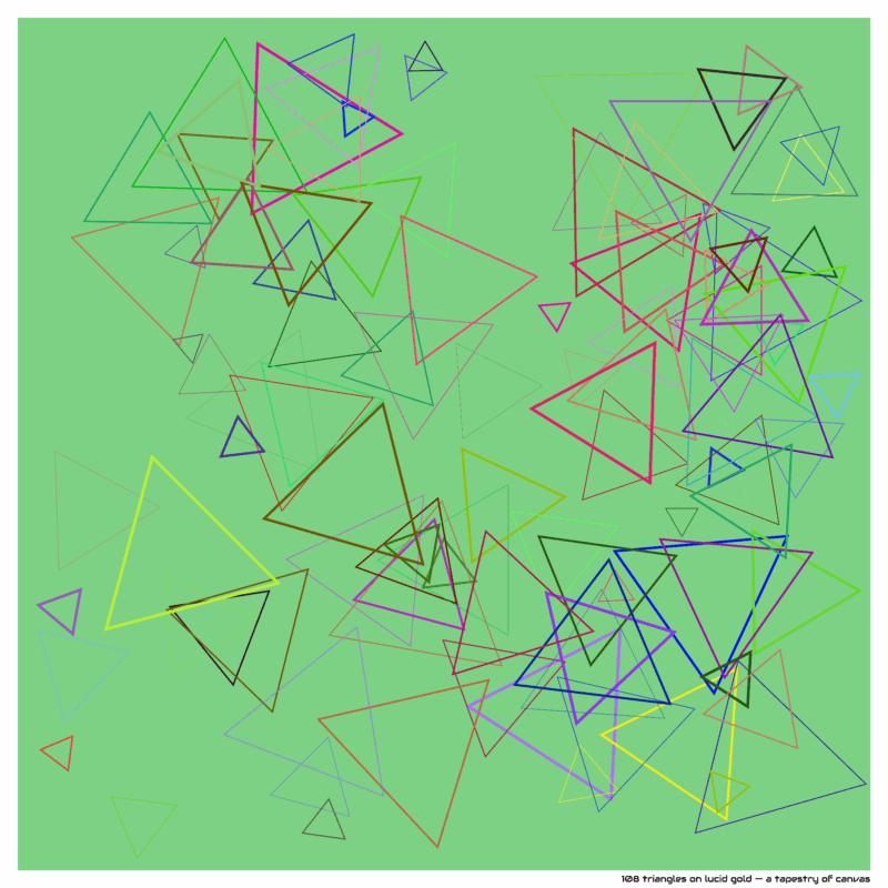108 triangles on lucid gold — a tapestry of canvas