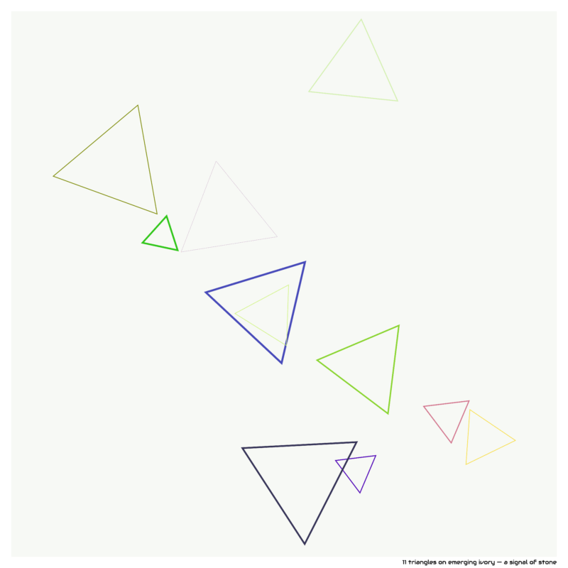 11 triangles on emerging ivory — a signal of stone