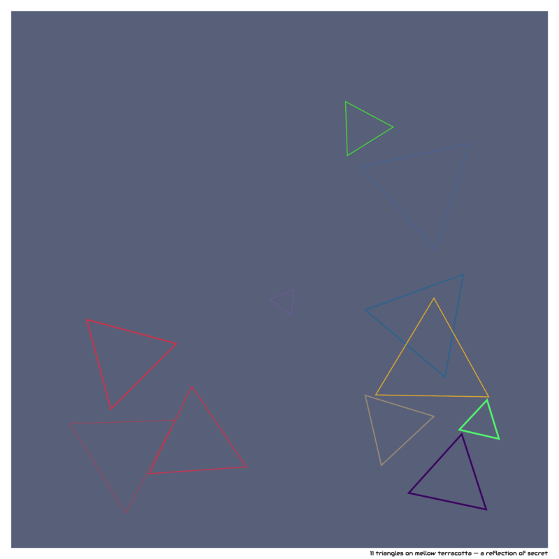 11 triangles on mellow terracotta — a reflection of secret