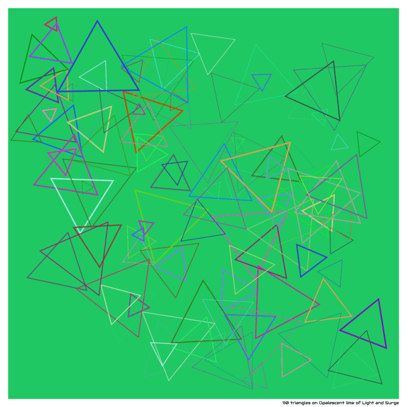 110 triangles on Opalescent lime of Light and Surge