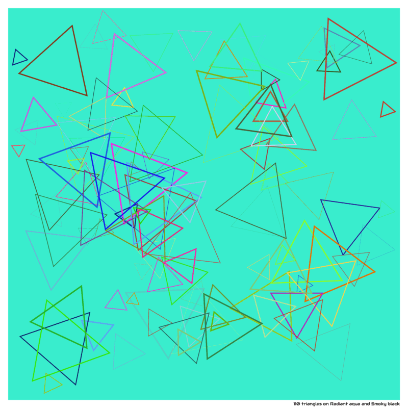 110 triangles on Radiant aqua and Smoky black