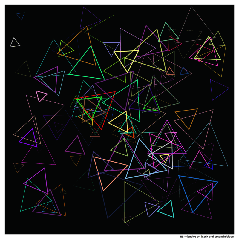 112 triangles on black and cream in bloom