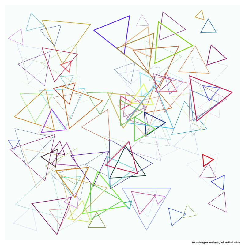 113 triangles on ivory of veiled wine