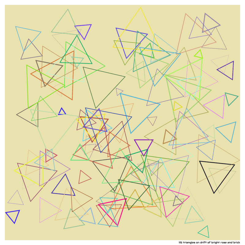 115 triangles on drift of bright rose and brick